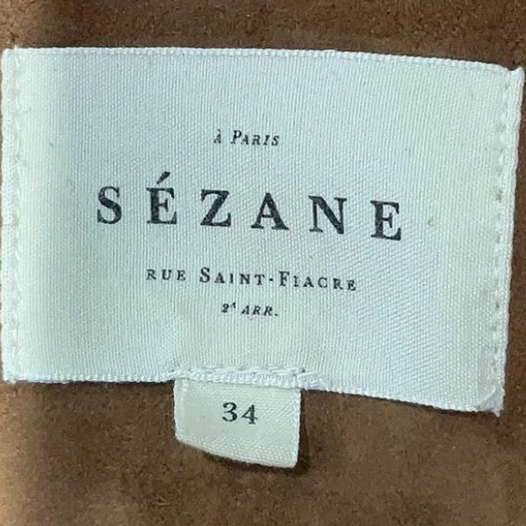 Sezane Zig Biker Jacket Diam Camel Suede Size 2 - Picture 9 of 12